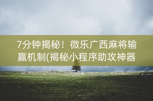 7分钟揭秘！微乐广西麻将输赢机制(揭秘小程序助攻神器)