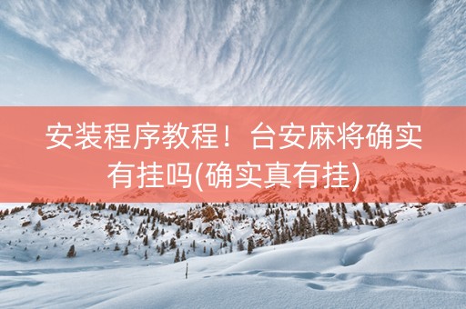 安装程序教程！台安麻将确实有挂吗(确实真有挂)