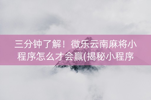 三分钟了解！微乐云南麻将小程序怎么才会赢(揭秘小程序助赢神器购买)