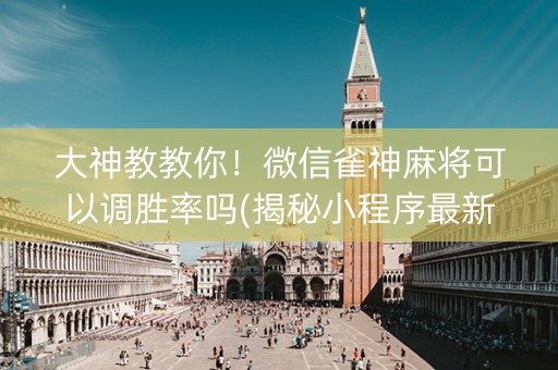 大神教教你！微信雀神麻将可以调胜率吗(揭秘小程序最新神器下载)