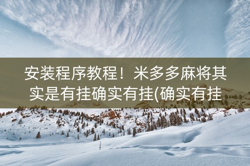 安装程序教程！米多多麻将其实是有挂确实有挂(确实有挂吗)