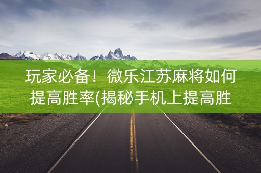 玩家必备！微乐江苏麻将如何提高胜率(揭秘手机上提高胜率)