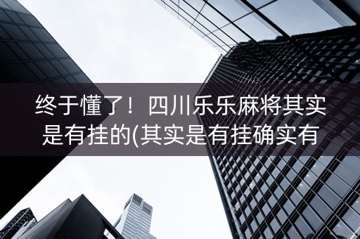 终于懂了！四川乐乐麻将其实是有挂的(其实是有挂确实有挂)