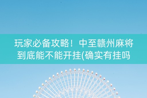 玩家必备攻略！中至赣州麻将到底能不能开挂(确实有挂吗)
