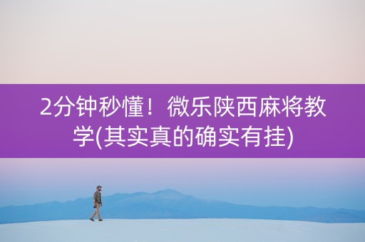 2分钟秒懂！微乐陕西麻将教学(其实真的确实有挂)