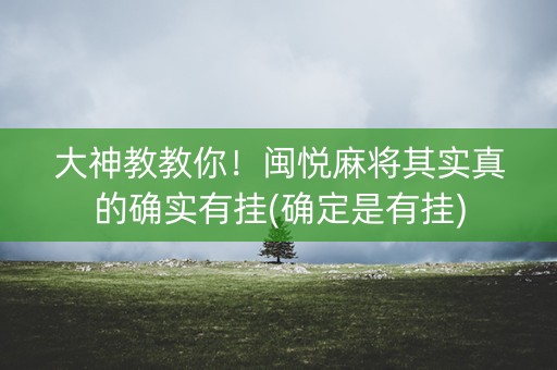 大神教教你！闽悦麻将其实真的确实有挂(确定是有挂)