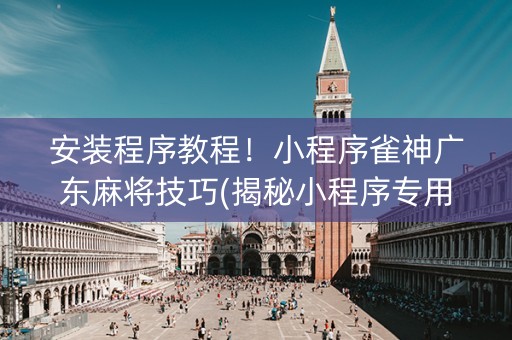 安装程序教程！小程序雀神广东麻将技巧(揭秘小程序专用神器)