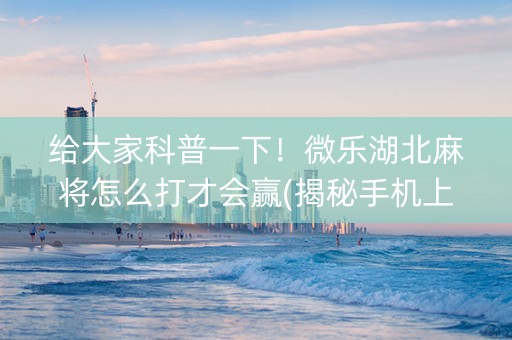 给大家科普一下！微乐湖北麻将怎么打才会赢(揭秘手机上输赢技巧)