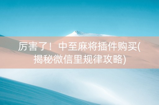 厉害了！中至麻将插件购买(揭秘微信里规律攻略)