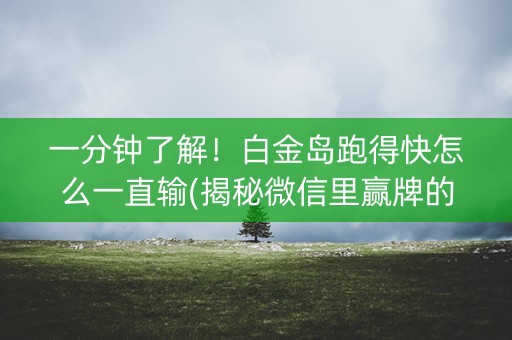 一分钟了解！白金岛跑得快怎么一直输(揭秘微信里赢牌的技巧)