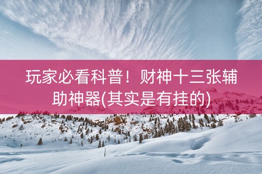 玩家必看科普！财神十三张辅助神器(其实是有挂的)