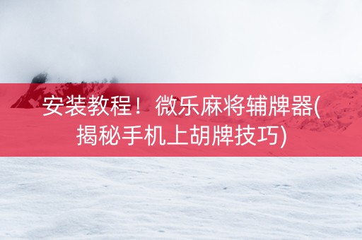 安装教程！微乐麻将辅牌器(揭秘手机上胡牌技巧)
