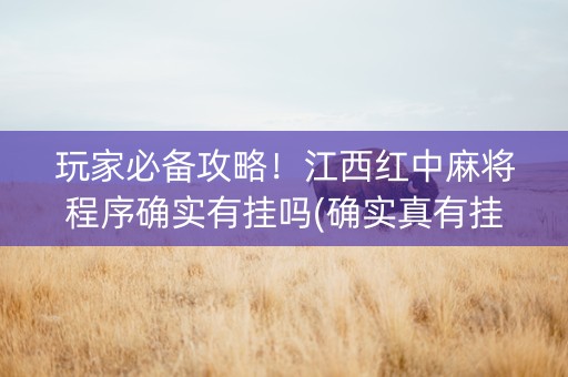 玩家必备攻略！江西红中麻将程序确实有挂吗(确实真有挂)