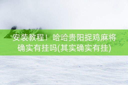 安装教程！哈哈贵阳捉鸡麻将确实有挂吗(其实确实有挂)