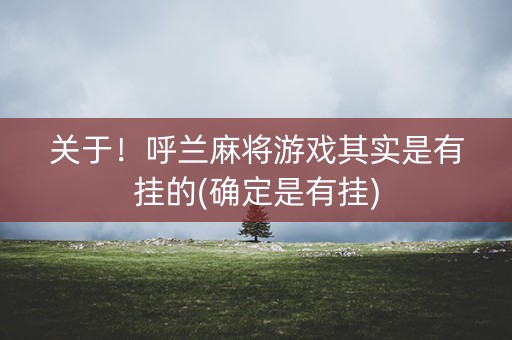 关于！呼兰麻将游戏其实是有挂的(确定是有挂)