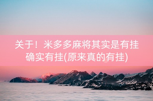 关于！米多多麻将其实是有挂确实有挂(原来真的有挂)