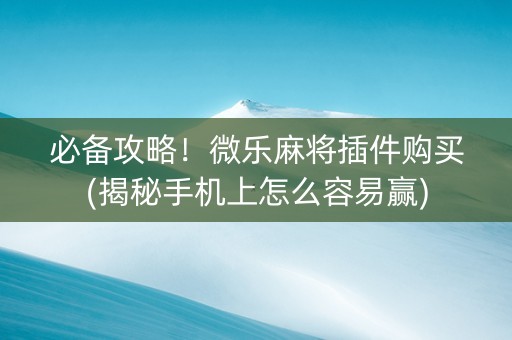 必备攻略！微乐麻将插件购买(揭秘手机上怎么容易赢)