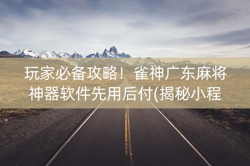 玩家必备攻略！雀神广东麻将神器软件先用后付(揭秘小程序助赢软件)