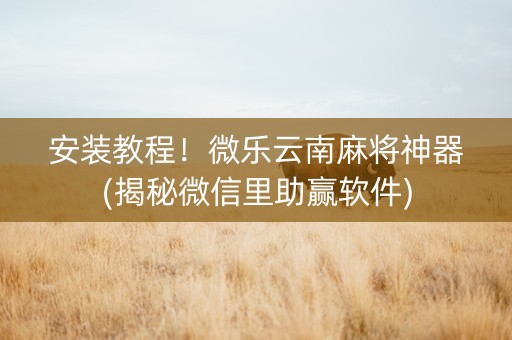 安装教程！微乐云南麻将神器(揭秘微信里助赢软件)