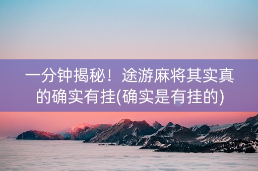 一分钟揭秘！途游麻将其实真的确实有挂(确实是有挂的)