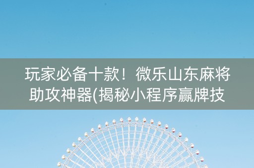 玩家必备十款！微乐山东麻将助攻神器(揭秘小程序赢牌技巧)