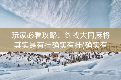 玩家必看攻略！约战大同麻将其实是有挂确实有挂(确实有挂)