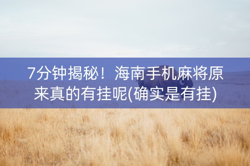 7分钟揭秘！海南手机麻将原来真的有挂呢(确实是有挂)