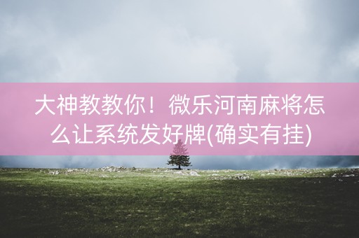 大神教教你！微乐河南麻将怎么让系统发好牌(确实有挂)