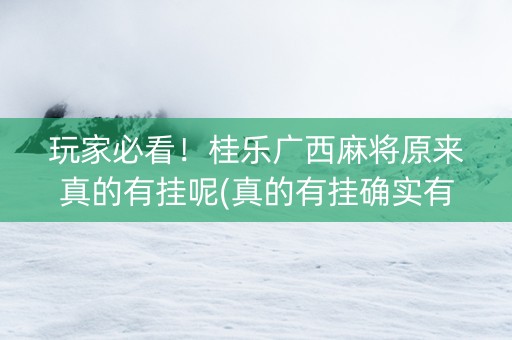 玩家必看！桂乐广西麻将原来真的有挂呢(真的有挂确实有挂)