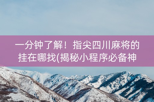 一分钟了解！指尖四川麻将的挂在哪找(揭秘小程序必备神器)