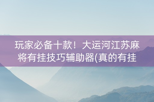 玩家必备十款！大运河江苏麻将有挂技巧辅助器(真的有挂)