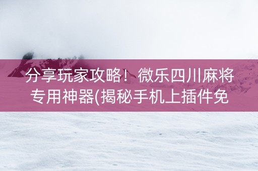 分享玩家攻略！微乐四川麻将专用神器(揭秘手机上插件免费)