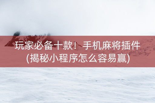 玩家必备十款！手机麻将插件(揭秘小程序怎么容易赢)