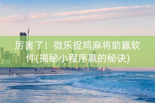 厉害了！微乐捉鸡麻将助赢软件(揭秘小程序赢的秘诀)