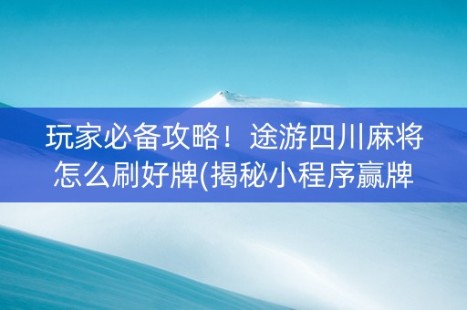 玩家必备攻略！途游四川麻将怎么刷好牌(揭秘小程序赢牌的技巧)