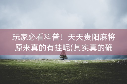 玩家必看科普！天天贵阳麻将原来真的有挂呢(其实真的确实有挂)