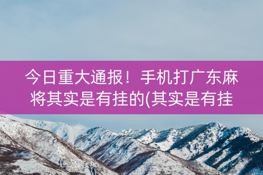 今日重大通报！手机打广东麻将其实是有挂的(其实是有挂确实有挂)