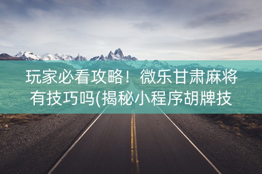 玩家必看攻略！微乐甘肃麻将有技巧吗(揭秘小程序胡牌技巧)