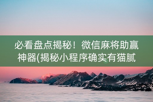 必看盘点揭秘！微信麻将助赢神器(揭秘小程序确实有猫腻)