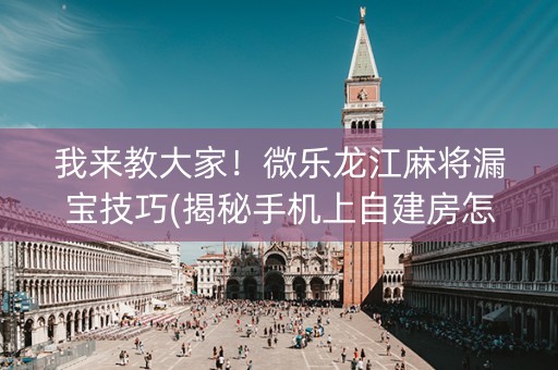 我来教大家！微乐龙江麻将漏宝技巧(揭秘手机上自建房怎么赢)
