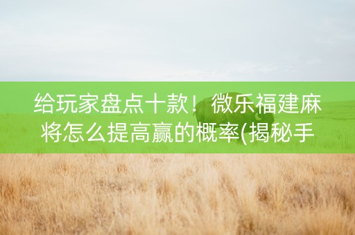 给玩家盘点十款！微乐福建麻将怎么提高赢的概率(揭秘手机上胜率到哪调)