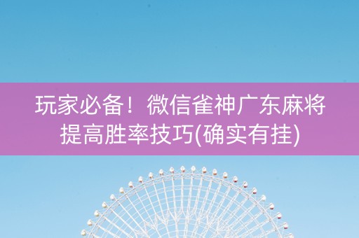 玩家必备！微信雀神广东麻将提高胜率技巧(确实有挂)
