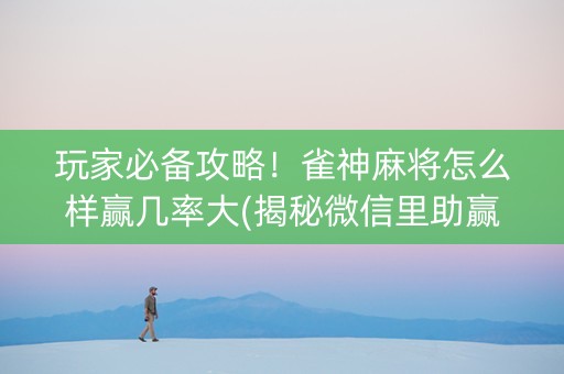 玩家必备攻略！雀神麻将怎么样赢几率大(揭秘微信里助赢神器购买)