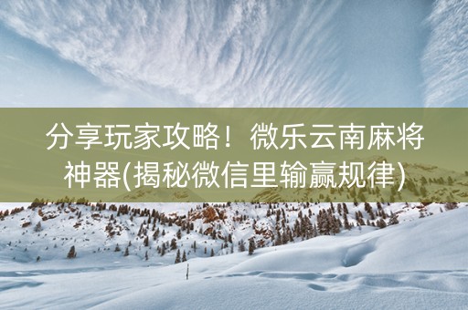 分享玩家攻略！微乐云南麻将神器(揭秘微信里输赢规律)