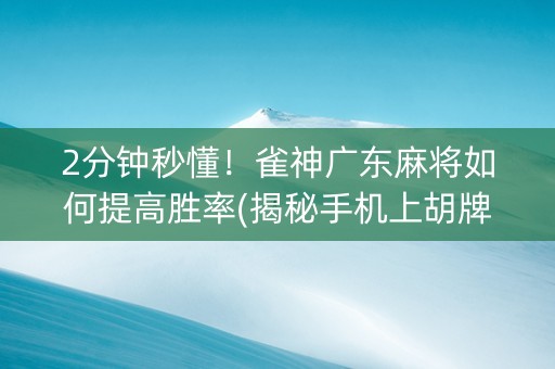 2分钟秒懂！雀神广东麻将如何提高胜率(揭秘手机上胡牌神器)