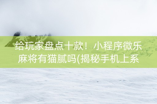 给玩家盘点十款！小程序微乐麻将有猫腻吗(揭秘手机上系统发好牌)