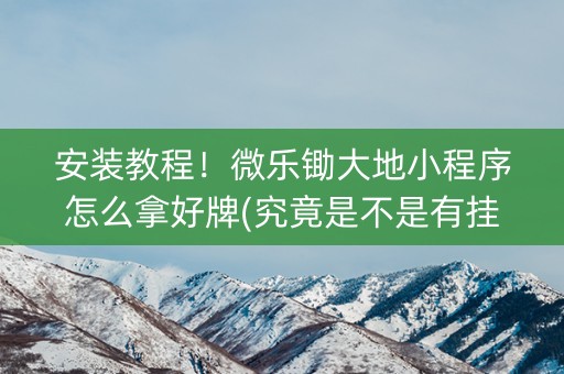 安装教程！微乐锄大地小程序怎么拿好牌(究竟是不是有挂)
