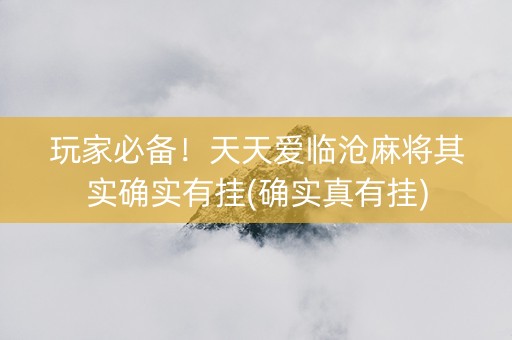 玩家必备！天天爱临沧麻将其实确实有挂(确实真有挂)