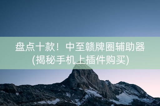盘点十款！中至赣牌圈辅助器(揭秘手机上插件购买)