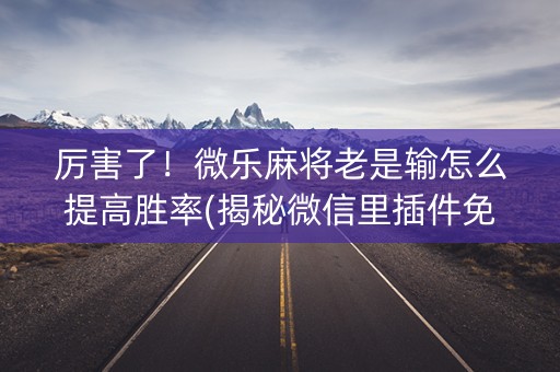 厉害了！微乐麻将老是输怎么提高胜率(揭秘微信里插件免费)